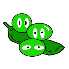 Três irmãos de soja verde.