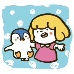 Girl and penguin