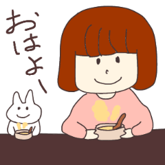 Rabbit and girl kawaii Sticker