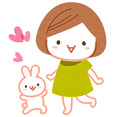 Cute girl & Rabbit