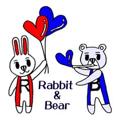 Rabbit & Bear Vertical stripes of pair