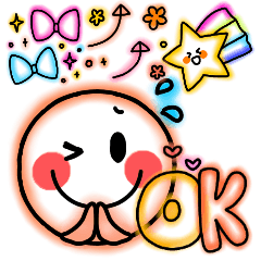 Kawaii Pretty Cute Neon Smile Sticker2
