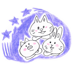 pig,cat,and rabbit