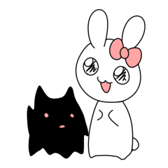Sticker of cat and rabbits