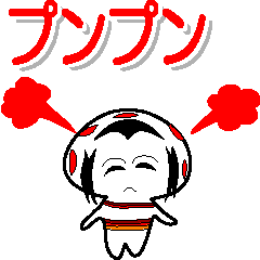 Sticker of a Japanese wooden doll
