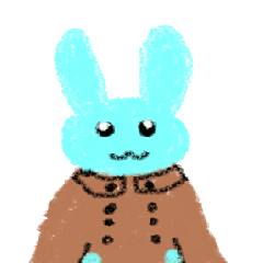 a poncho and a light-blue rabbit