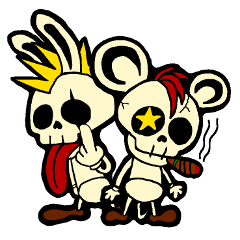 Skull Punk Rock Mouse and rabbit