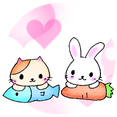 Cute cat and rabbit Sticker3