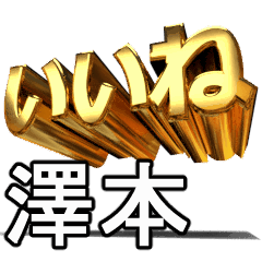 動く!金文字【澤本,さわもと】
