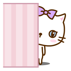 Cute white cat sticker with ribbon