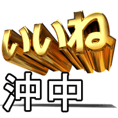動く!金文字【沖中,おきなか】