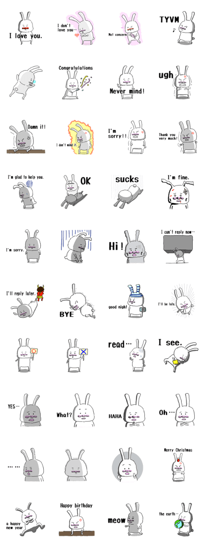 rabbit(52) stickers english ver