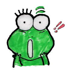 手書きの、昭和レトロな蛙くんです。
