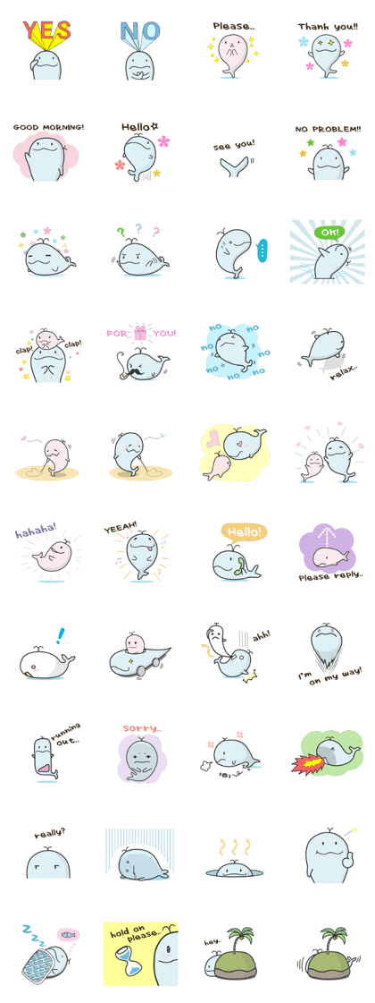 Cute whale Azul and Momo (English)