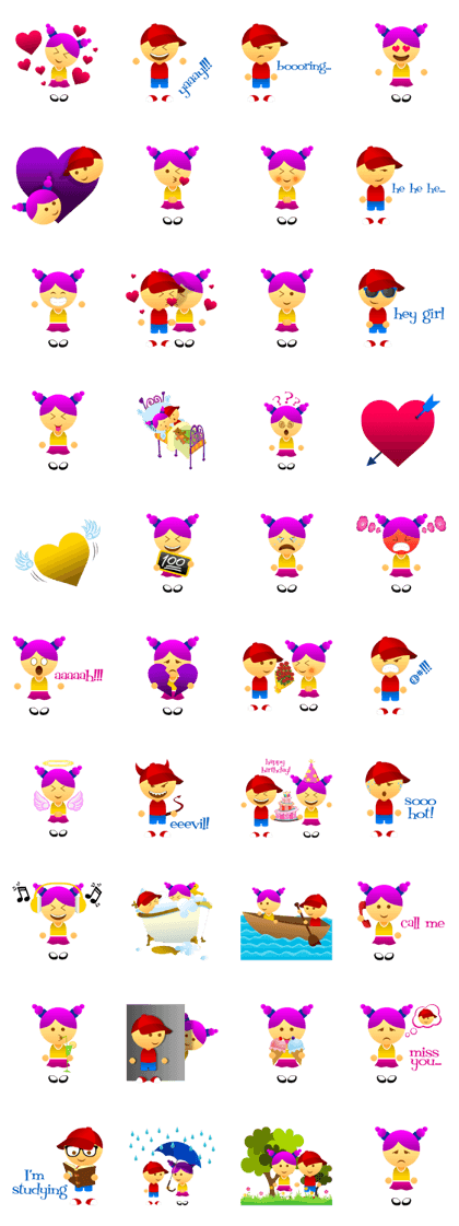 Cute Girl & Boy stickers