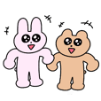 うさぎとくまのおめめキラキラスタンプ