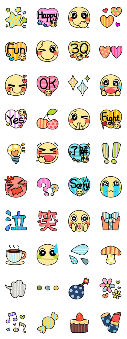Line クリエイターズスタンプ 派手 大人のパステル可愛いスマイル目立つ
