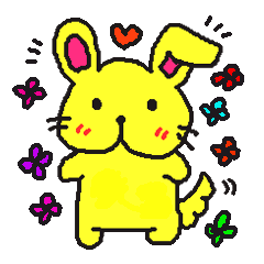 Yellow dog-rabbit with its happyfriends2