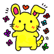 Yellow dog-rabbit with its happyfriends2