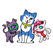Husky and kitties