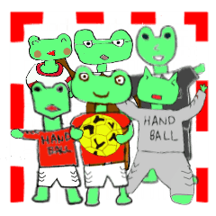 frog playing handball