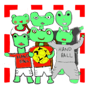 frog playing handball