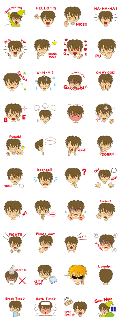 Emotions of glasses boy
