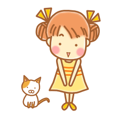 Kawaii girl & cat Sticker