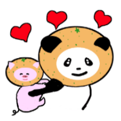 Sticker of the pretty Panda and piglet