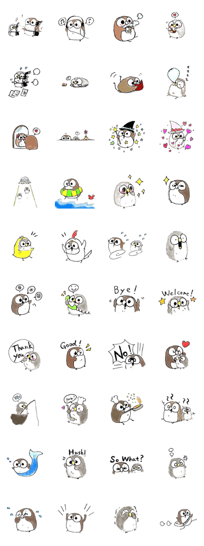 Erhu-owl Stickers vol.2