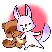 Cute fox and raccoon dog