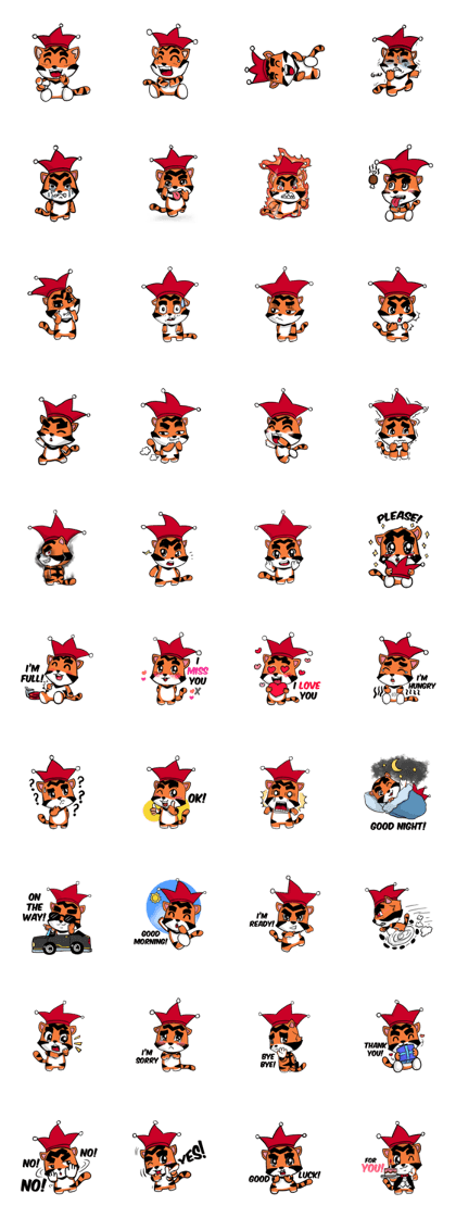 Funny & Cute Tiger Clown Stickers