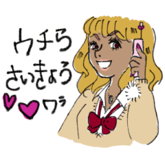 Sticker of the early Heisei gal