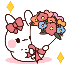 Pink ribbon rabbit to convey a feeling