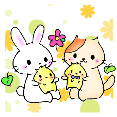 cute cat and rabbit Sticker4