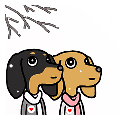 二匹のダックスフント 冬 Line スタンプ Line Store 二匹のダックスフント 冬 Line スタンプ Line Store