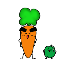 A carrot and green pepper