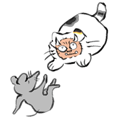 Ink-style cat sticker for contact.