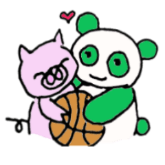 Pandas loving basketball