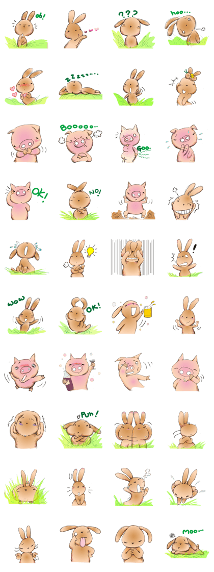 A heartwarming rabbit and pig A heartwarming rabbit and pig