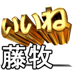 動く!金文字【藤牧,ふじまき】