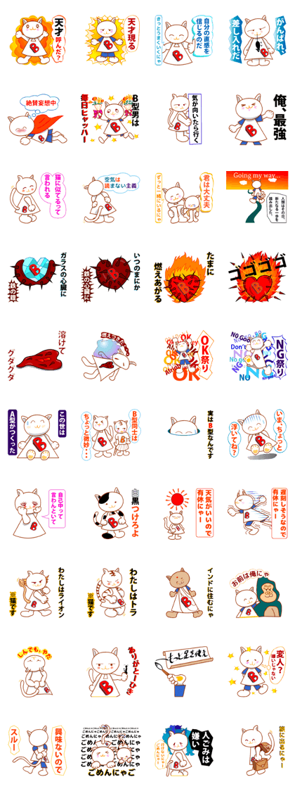 A cat of the blood type B speaks A cat of the blood type B speaks