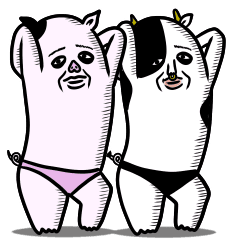 ホルスタインおばさんと豚の姉さん Line スタンプ Line Store ホルスタインおばさんと豚の姉さん Line スタンプ Line Store