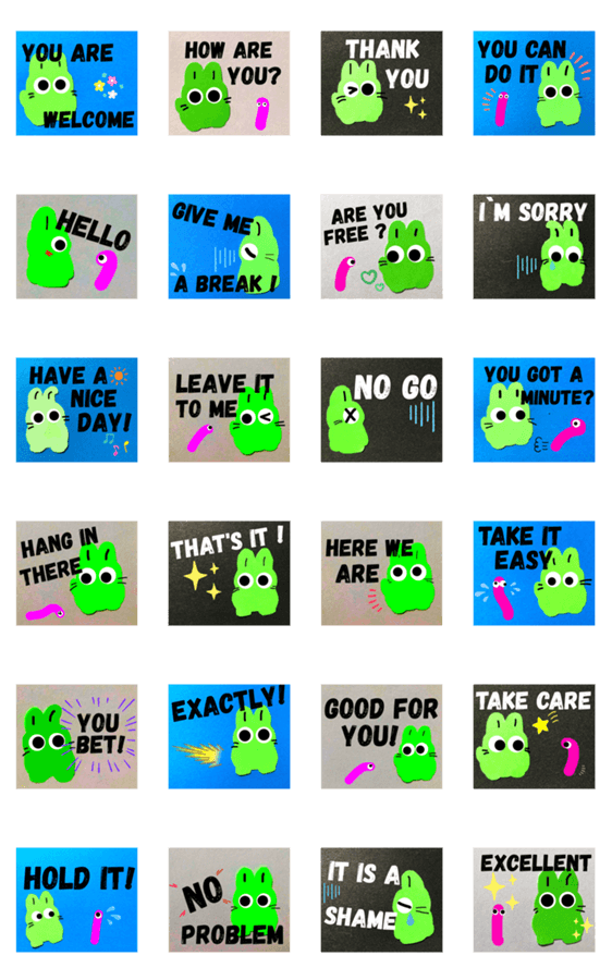 グリーンラビットから英語でひと言 Lineクリエイターズスタンプ Stamplist グリーンラビットから英語でひと言 Lineクリエイターズスタンプ Stamplist