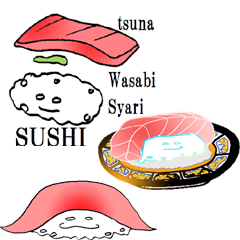 Fun stickers of sushi