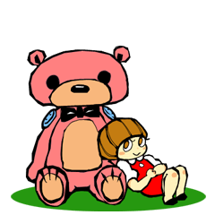 pink bear and a girl's