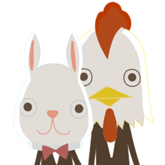 執事のウサギとニワトリ