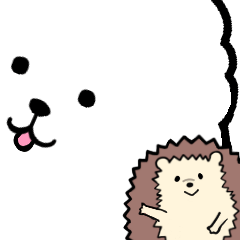 A fluffy dog and a hedgehog