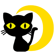 Moon and black cat