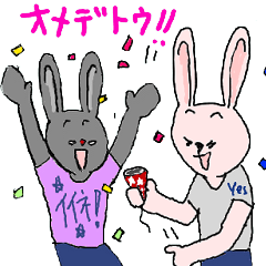Pink and gray rabbits